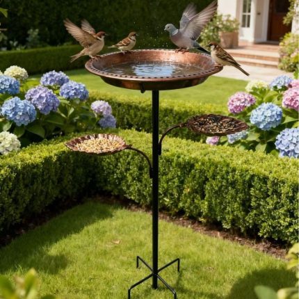 Adjustable Height Detachable Bird Bath with Ground Stake