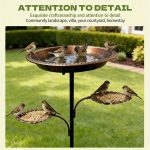 Adjustable Height Detachable Bird Bath with Ground Stake